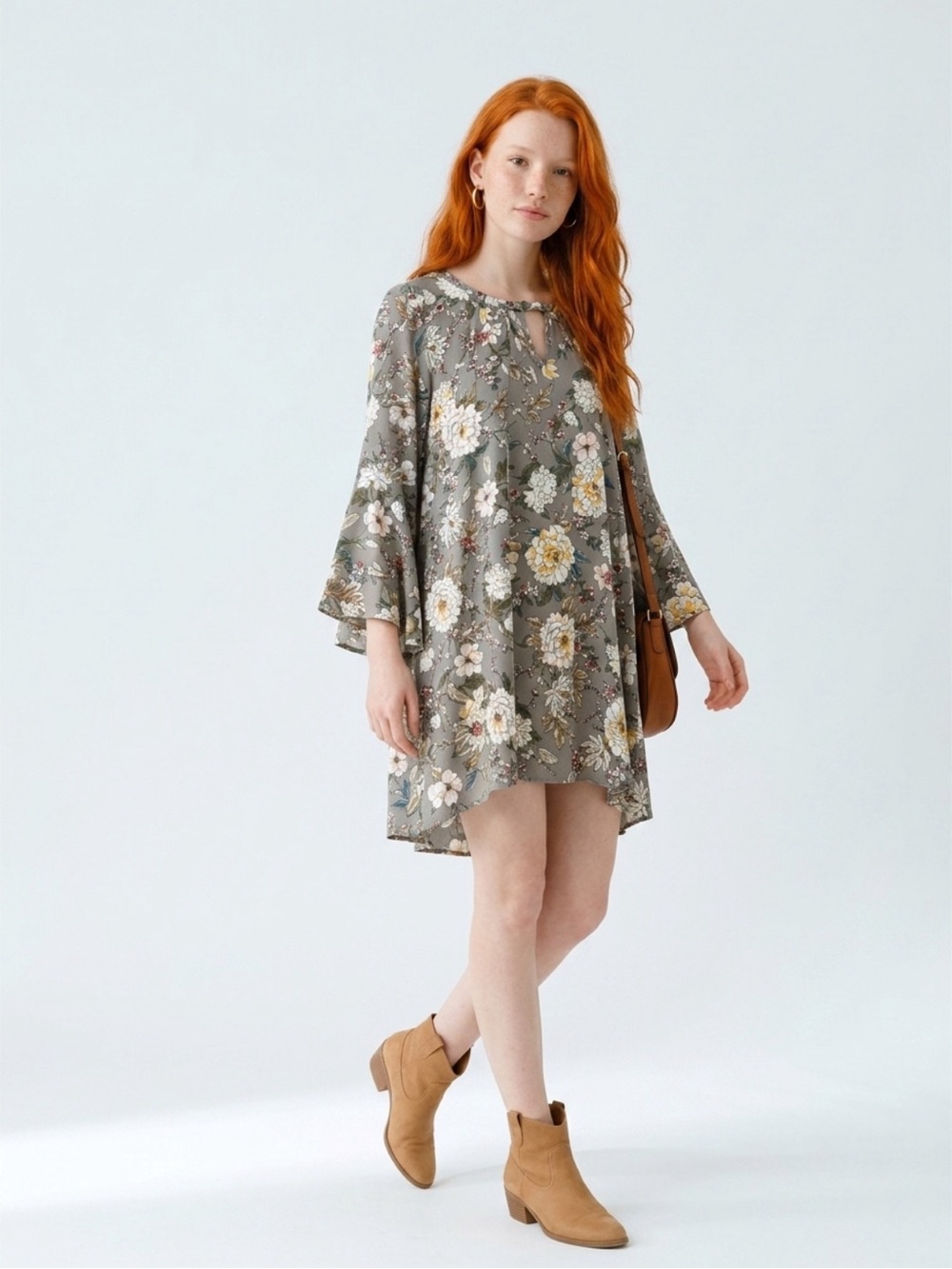 Jodifl Keyhole Dress with Bell Sleeves